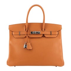 Hermes Birkin Handbag Orange H Epsom With Palladium Hardware 35