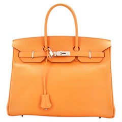 Hermes Birkin Handbag Orange H Epsom with Palladium Hardware 35