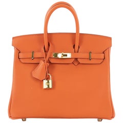 Hermes Birkin Handbag Orange H Swift with Gold Hardware 25