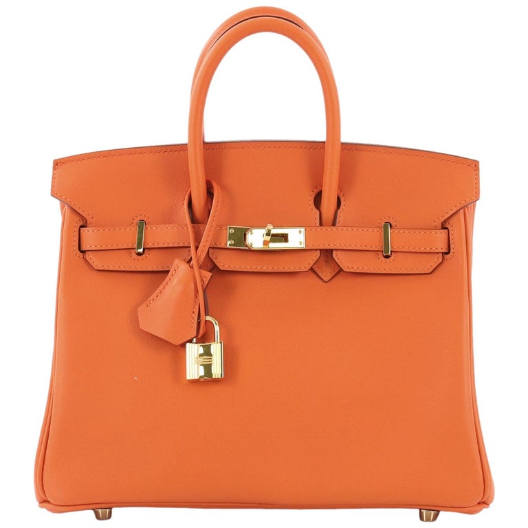Hermes Birkin Handbag Orange H Swift with Gold Hardware 25 at 1stDibs