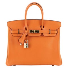 Hermes Birkin Handbag Orange H Swift With Gold Hardware 25