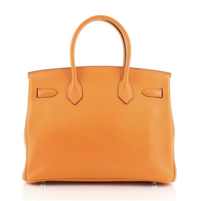 Women's or Men's Hermes Birkin Handbag Orange H Swift with Palladium Hardware 30
