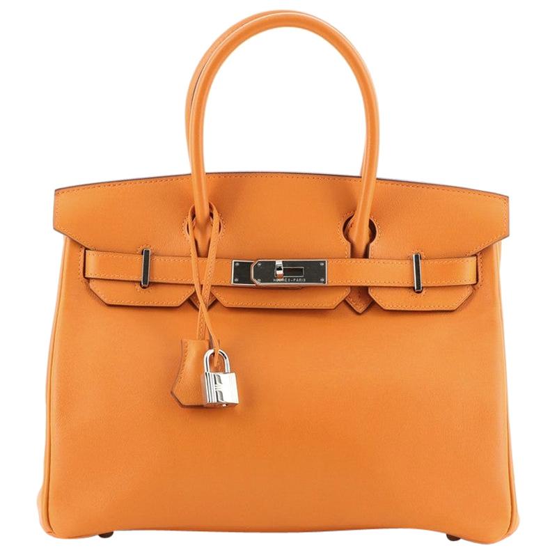 Hermes Birkin Handbag Orange H Swift with Palladium Hardware 30