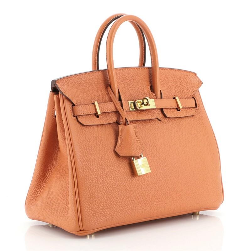 Hermes Birkin Handbag Orange H Togo with Gold Hardware 25 In Good Condition In NY, NY