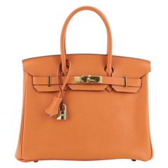 Hermes Birkin Handbag Orange H Togo with Gold Hardware 30