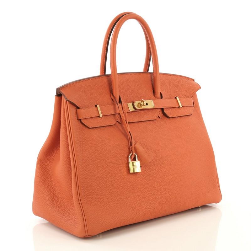 Hermes Birkin Handbag Orange H Togo with Gold Hardware 35 In Good Condition In NY, NY