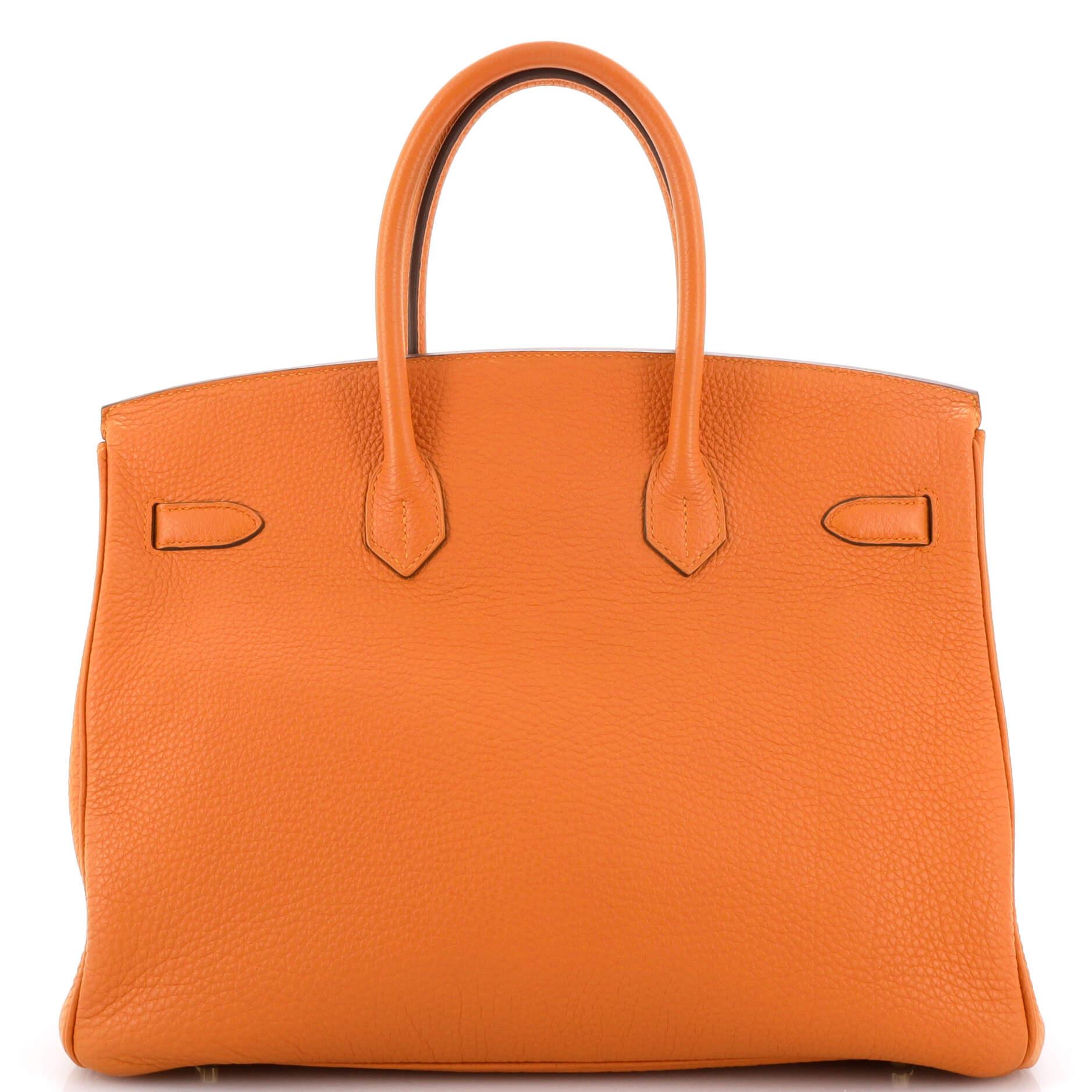  Hermès Sac à main Birkin orange H Togo avec finitions métalliques dorées 35 Pour femmes 