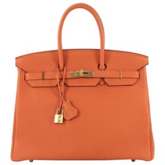 Hermes Birkin Handbag Orange H Togo with Gold Hardware 35