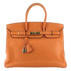 Hermes Birkin Handbag Orange H Togo With Gold Hardware 35 