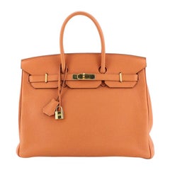 Hermes Birkin Handbag Orange H Togo with Gold Hardware 35