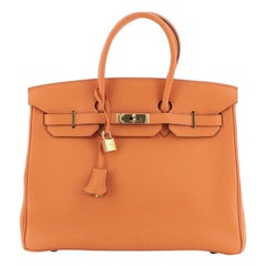 Hermes Birkin Handbag Orange H Togo with Gold Hardware 35