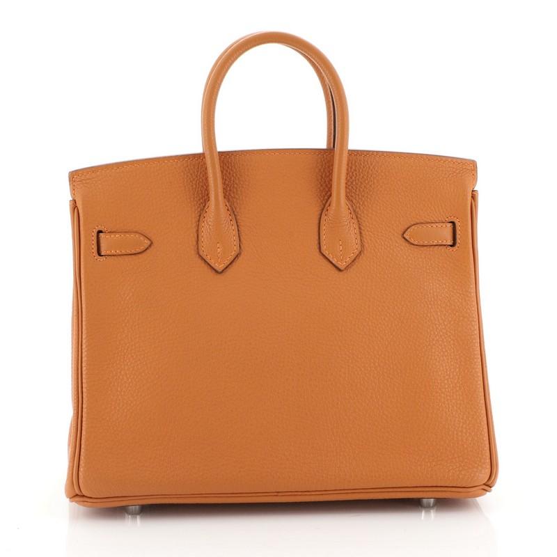 Hermes Birkin Handbag Orange H Togo With Palladium Hardware 25 In Good Condition In NY, NY