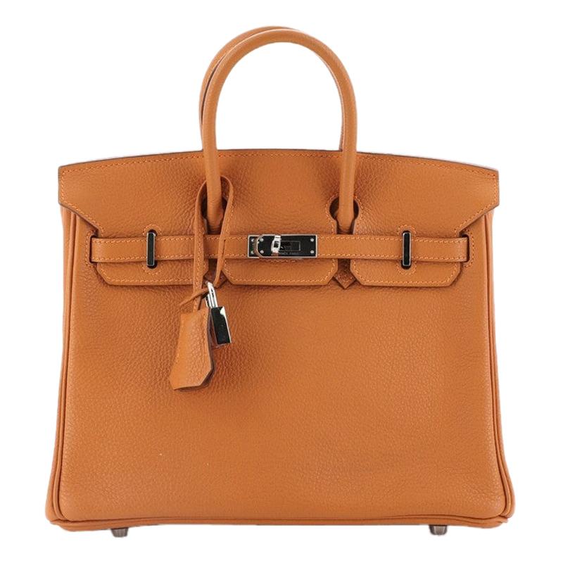 Hermes Birkin Handbag Orange H Togo With Palladium Hardware 25