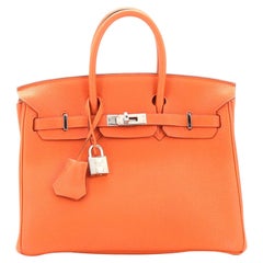 Hermes Birkin Handbag Orange H Togo with Palladium Hardware 25