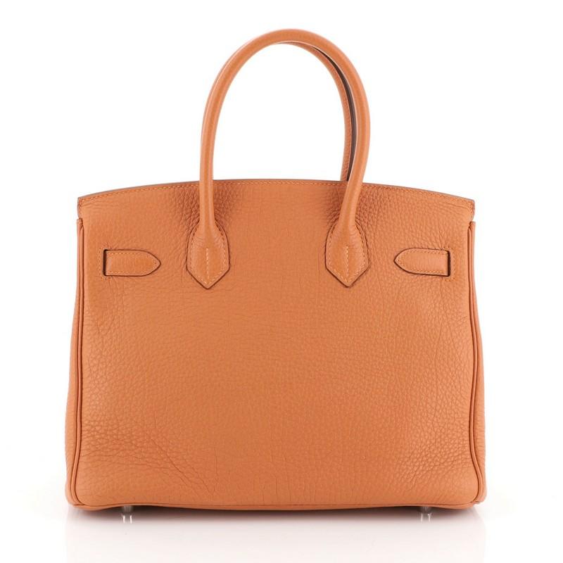 Hermes Birkin Handbag Orange H Togo with Palladium Hardware 30 In Good Condition In NY, NY
