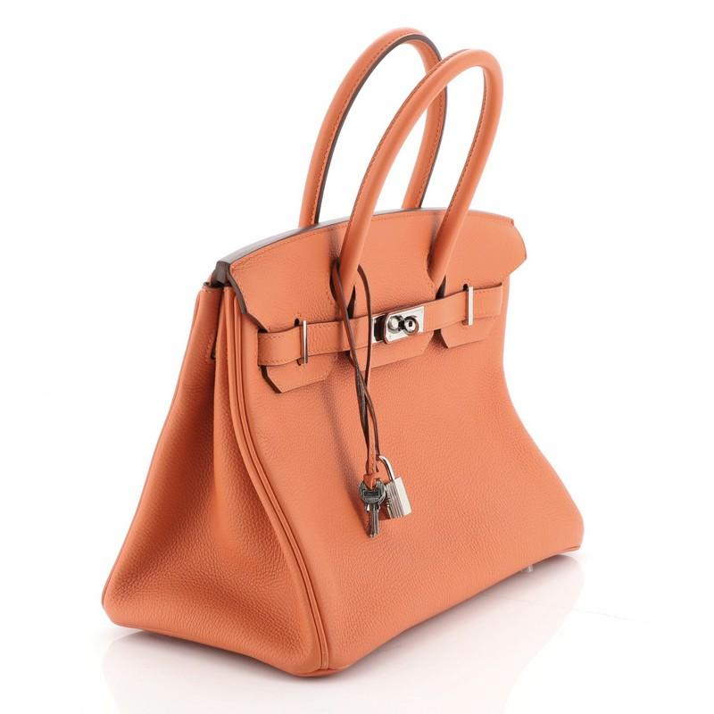 Hermes Birkin Handbag Orange H Togo With Palladium Hardware 30  In Good Condition In NY, NY