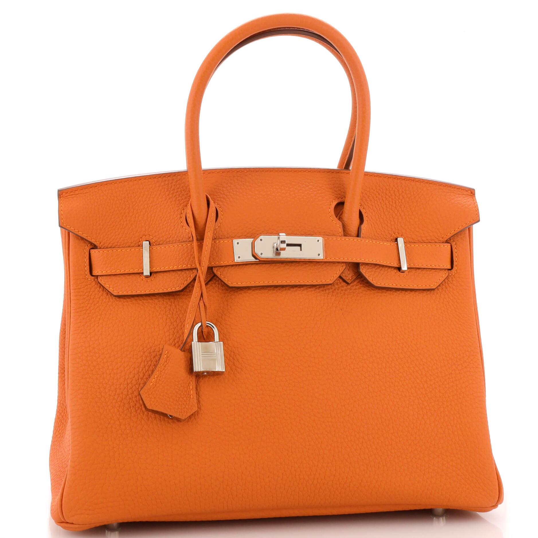 Hermes Birkin Handbag Orange H Togo with Palladium Hardware 30 In Good Condition In NY, NY