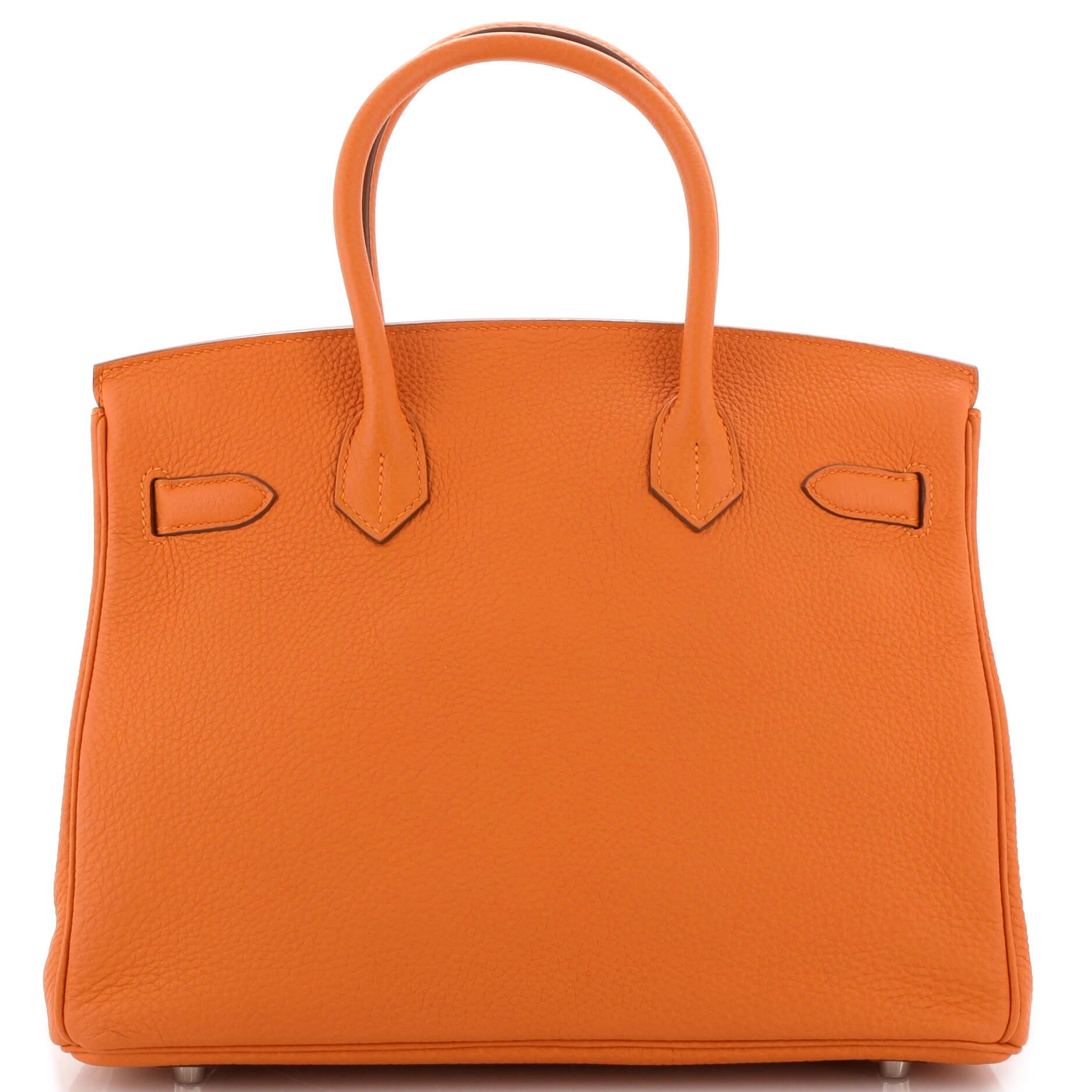 Women's or Men's Hermes Birkin Handbag Orange H Togo with Palladium Hardware 30