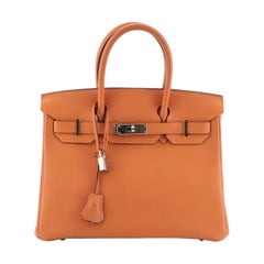 Hermes Birkin Handbag Orange H Togo with Palladium Hardware 30