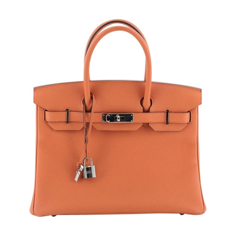 Hermes Birkin Handbag Orange H Togo With Palladium Hardware 30 