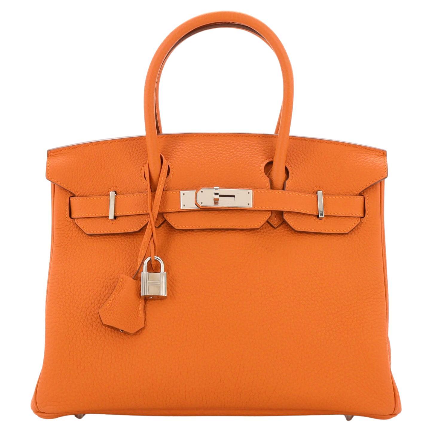 Hermes Birkin Handbag Orange H Togo with Palladium Hardware 30
