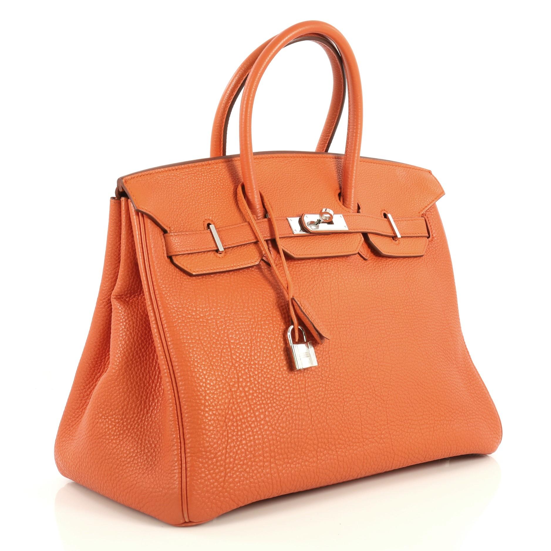 Hermes Birkin Handbag Orange H Togo with Palladium Hardware 35 In Good Condition In NY, NY