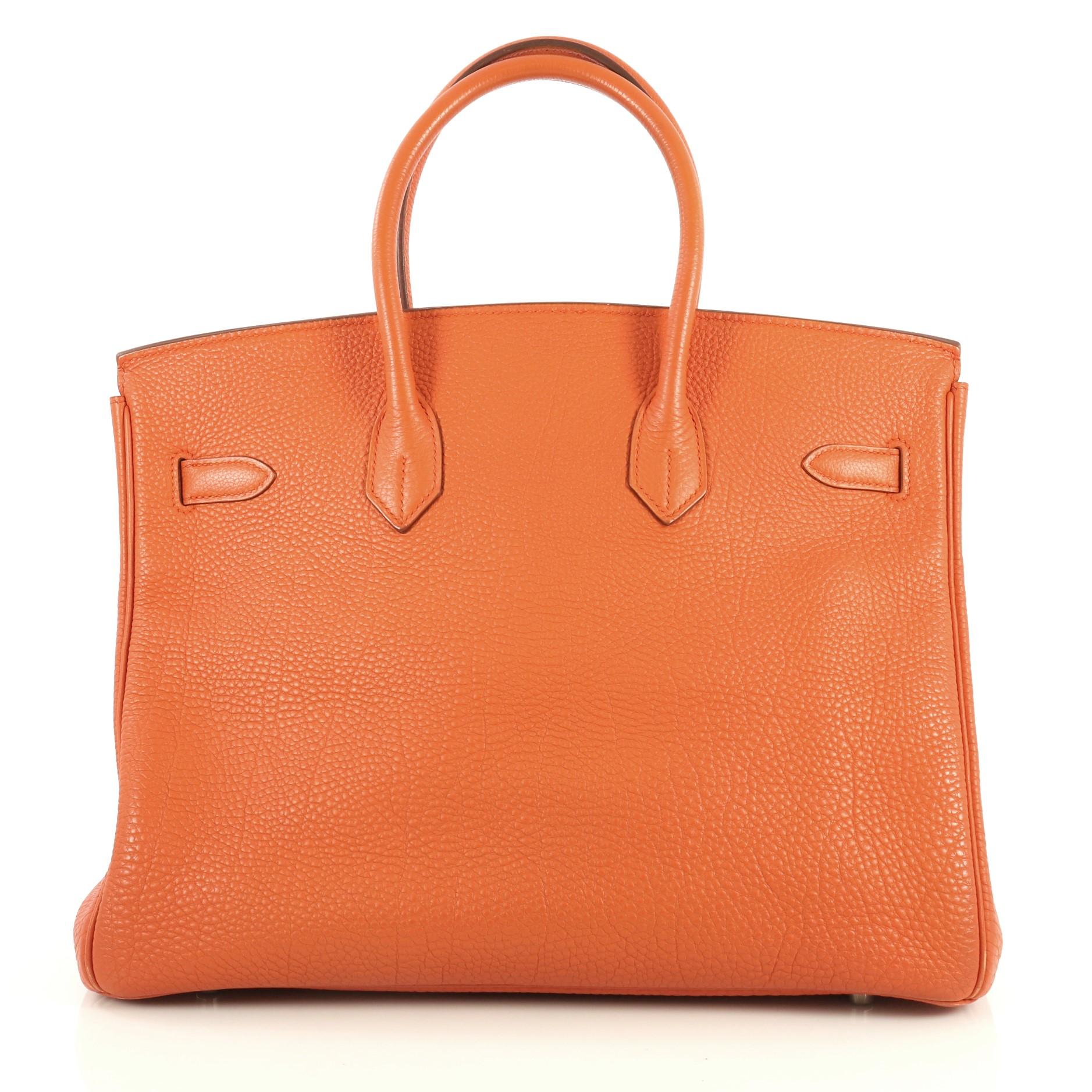 Women's Hermes Birkin Handbag Orange H Togo with Palladium Hardware 35