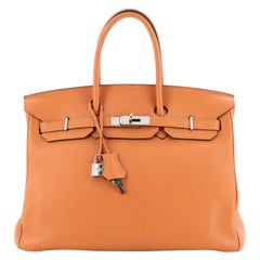 Hermes Birkin Handbag Orange H Togo With Palladium Hardware 35