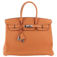 Hermes Orange Togo Leather Gold Hardware Birkin 35 Bag Hermes