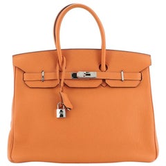 Hermes Birkin Handbag Orange H Togo with Palladium Hardware 35