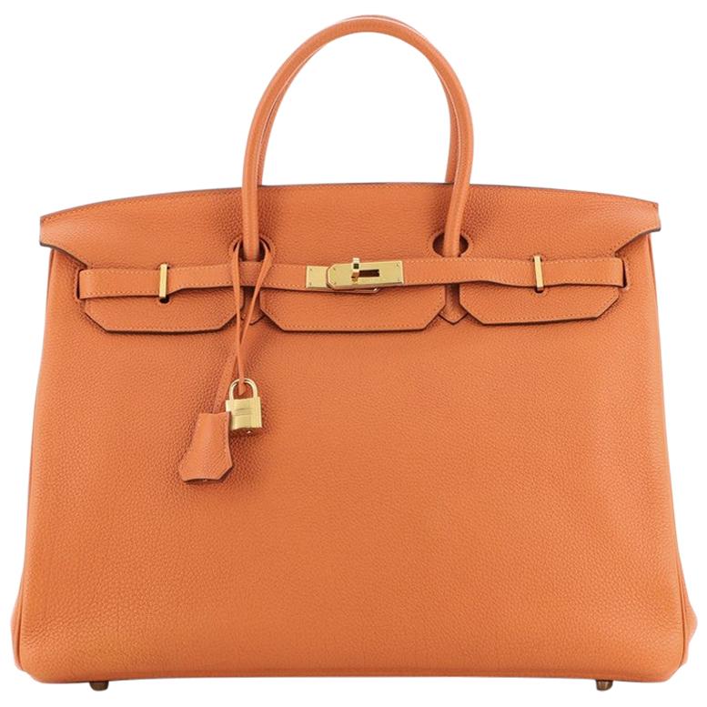 Hermes Birkin Handbag Orange H Togo with Palladium Hardware 40