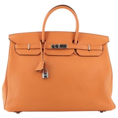 Hermes Birkin Handbag Orange H Togo with Palladium Hardware 40