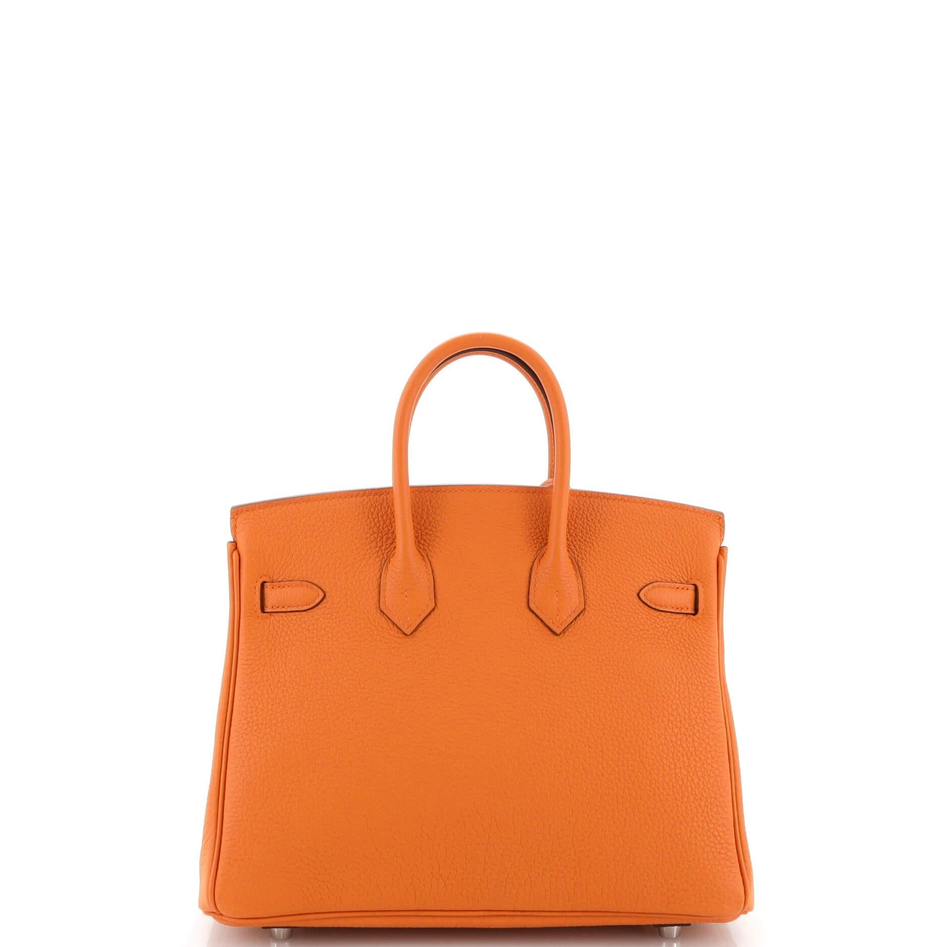 Hermes Birkin Handbag Orange Minimum Togo with Palladium Hardware 25 In Good Condition In NY, NY