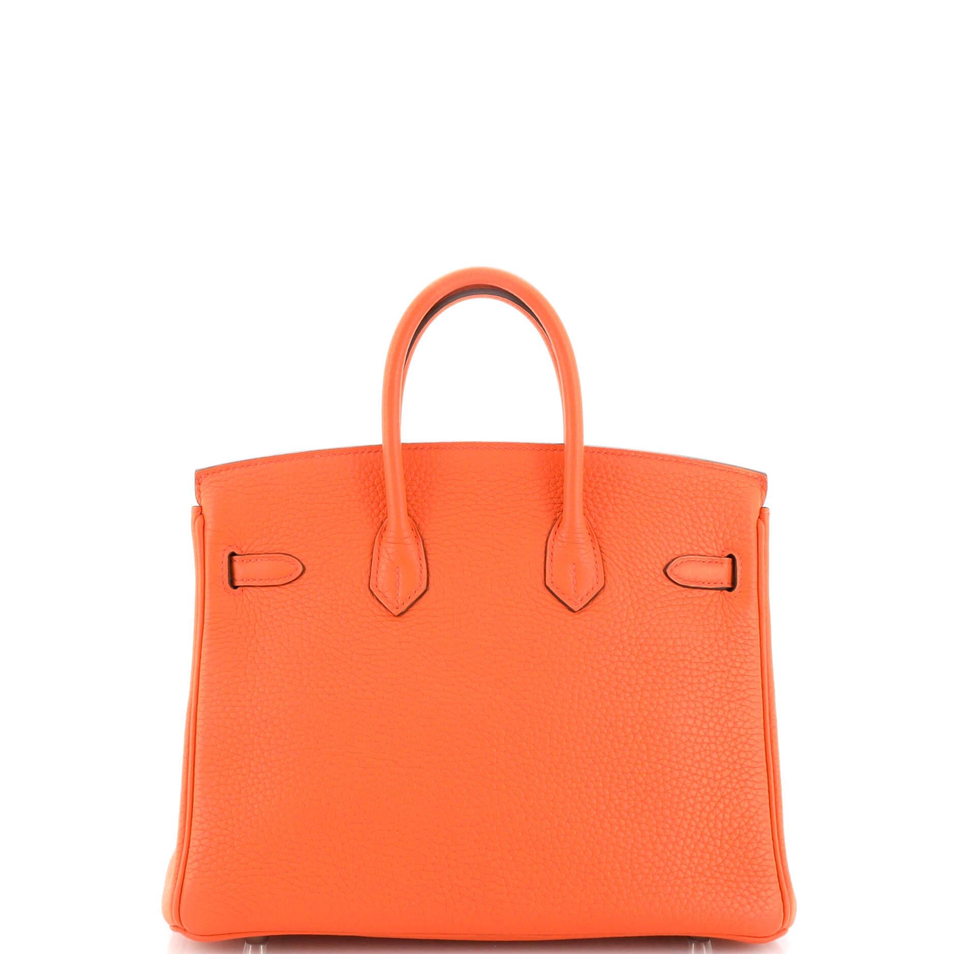 Women's Hermes Birkin Handbag Orange Poppy Clemence with Palladium Hardware 25