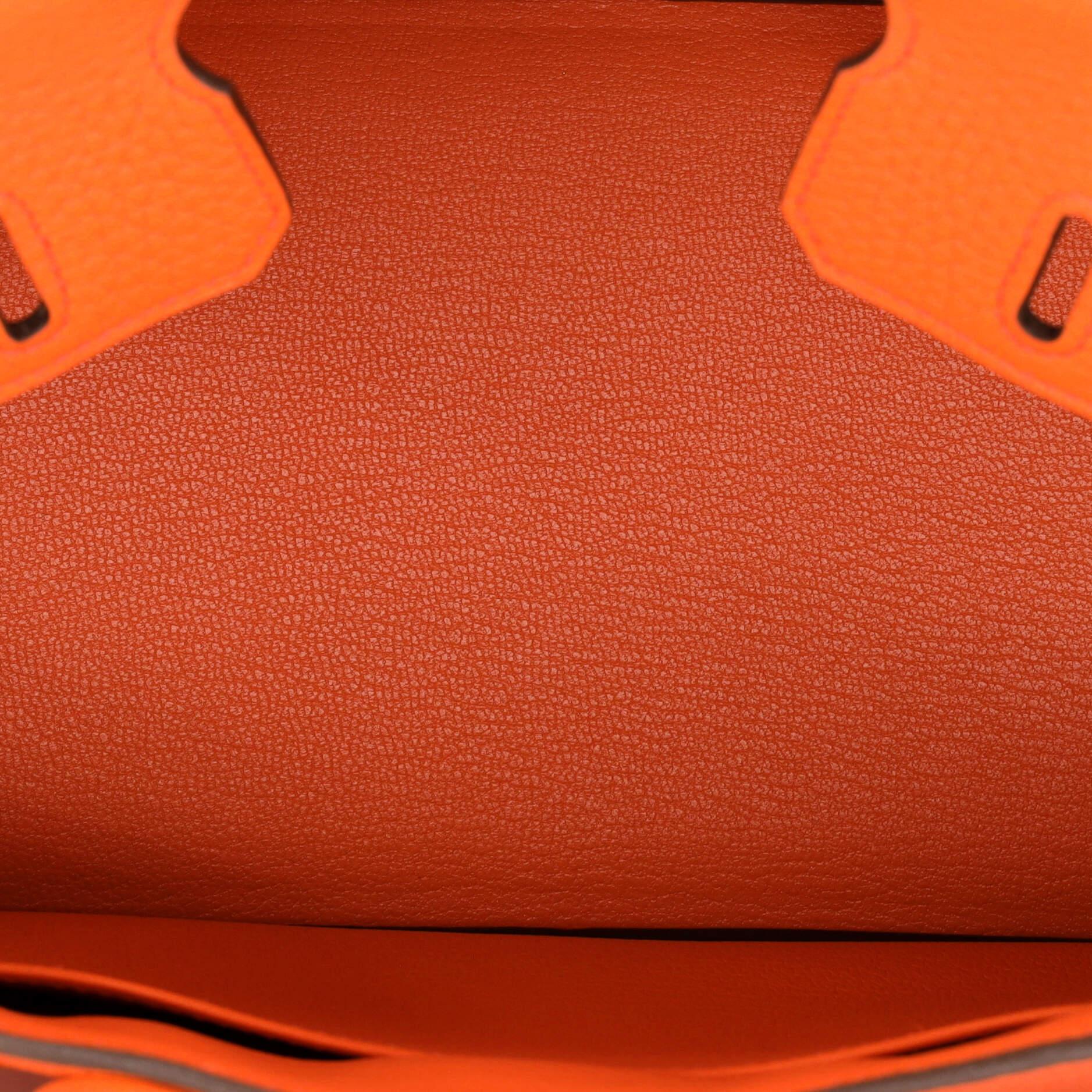 Hermes Birkin Handbag Orange Poppy Clemence with Palladium Hardware 25 2