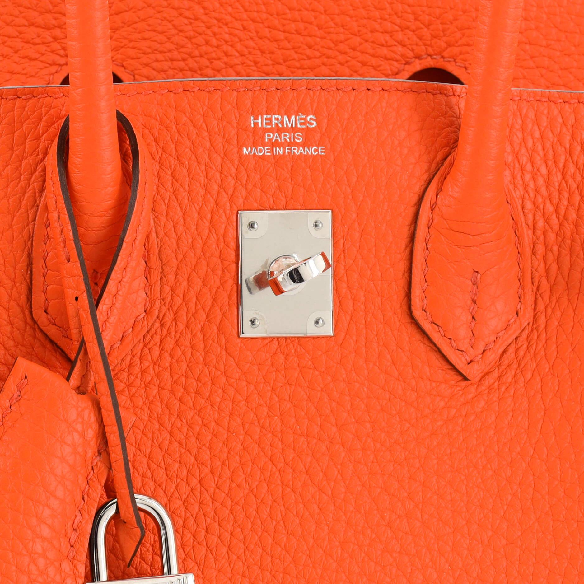 Hermes Birkin Handbag Orange Poppy Clemence with Palladium Hardware 25 4