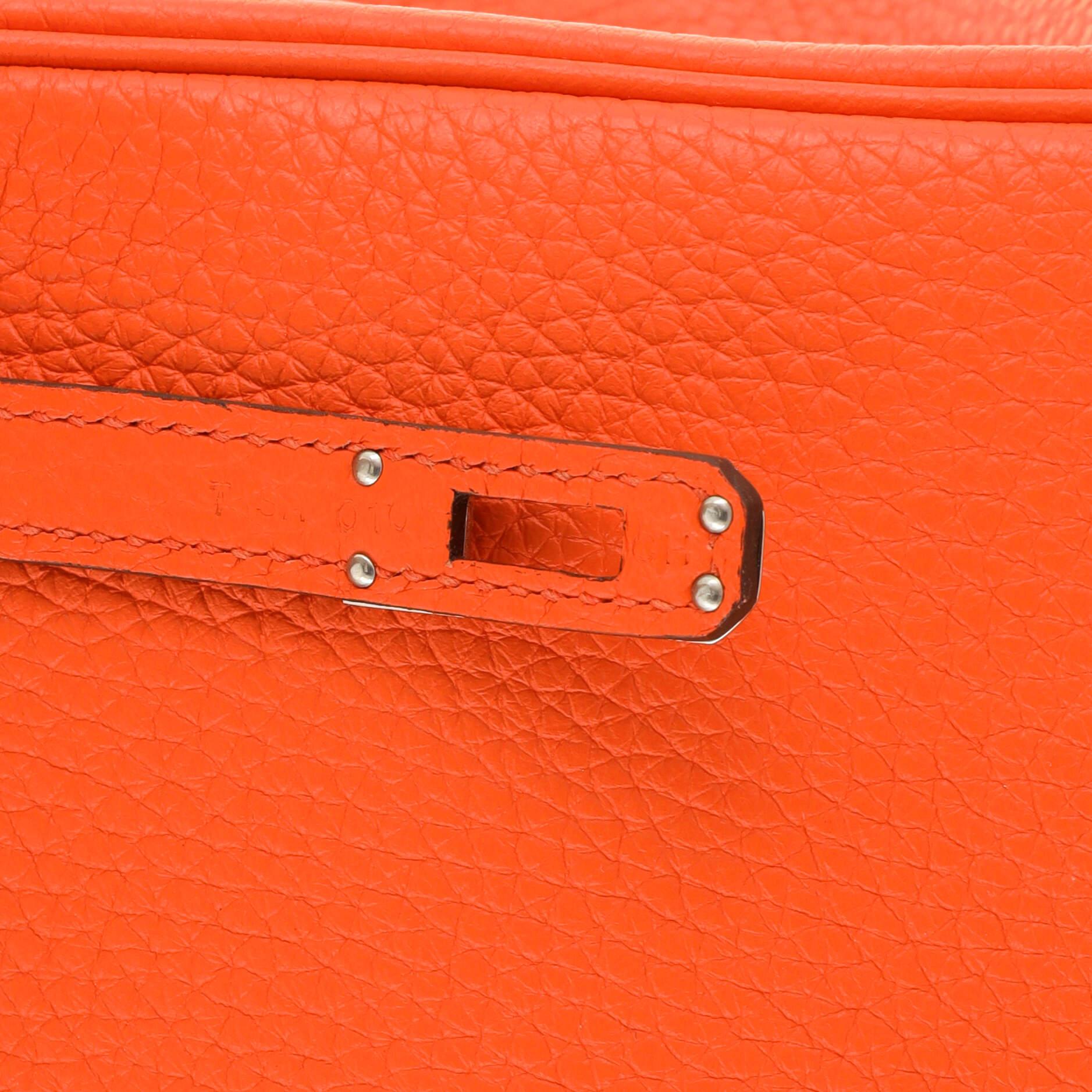 Hermes Birkin Handbag Orange Poppy Clemence with Palladium Hardware 25 5