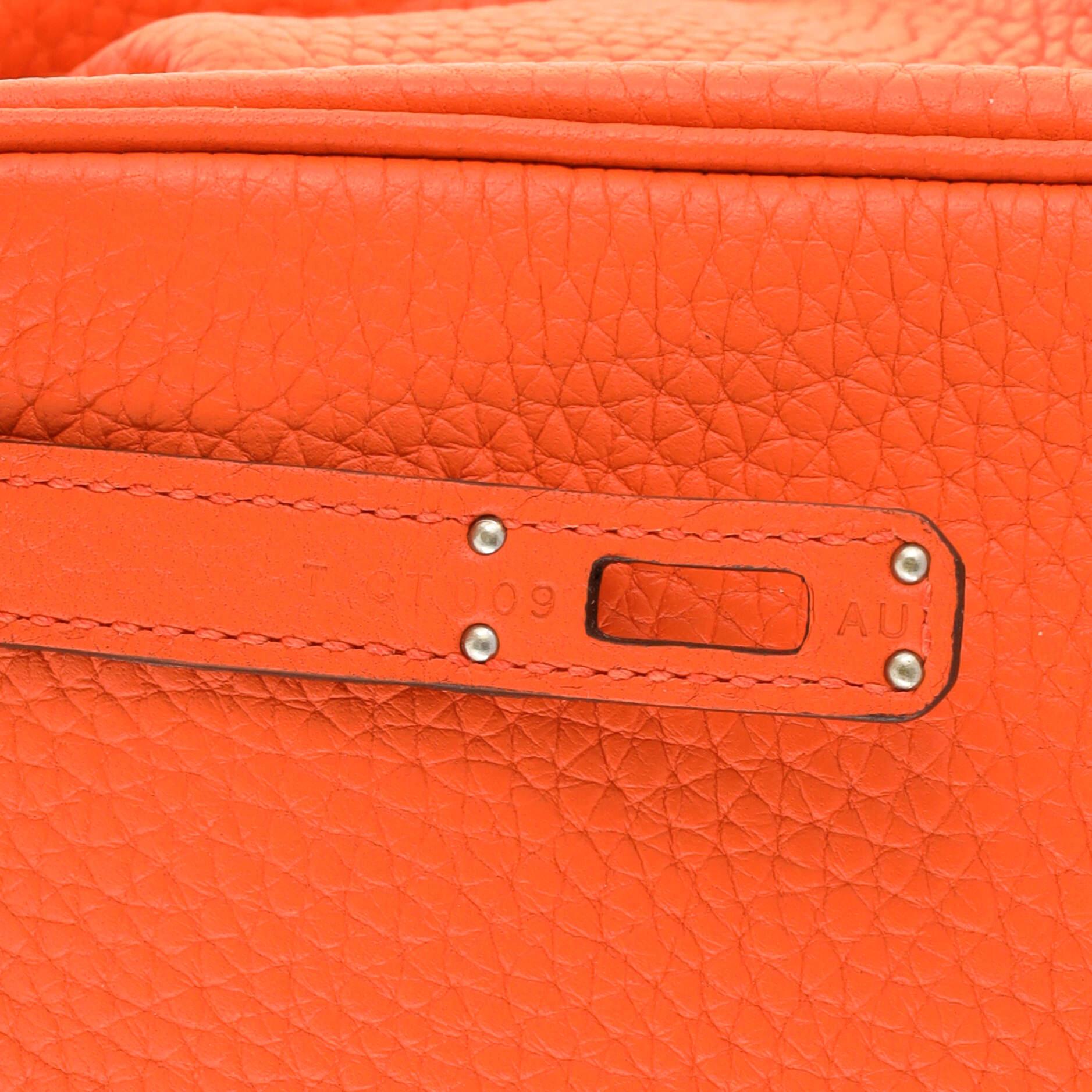 Hermes Birkin Handbag Orange Poppy Clemence with Palladium Hardware 25 5