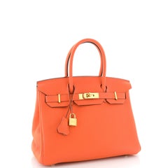 Hermes Birkin Handbag Orange Poppy Togo with Gold Hardware 30