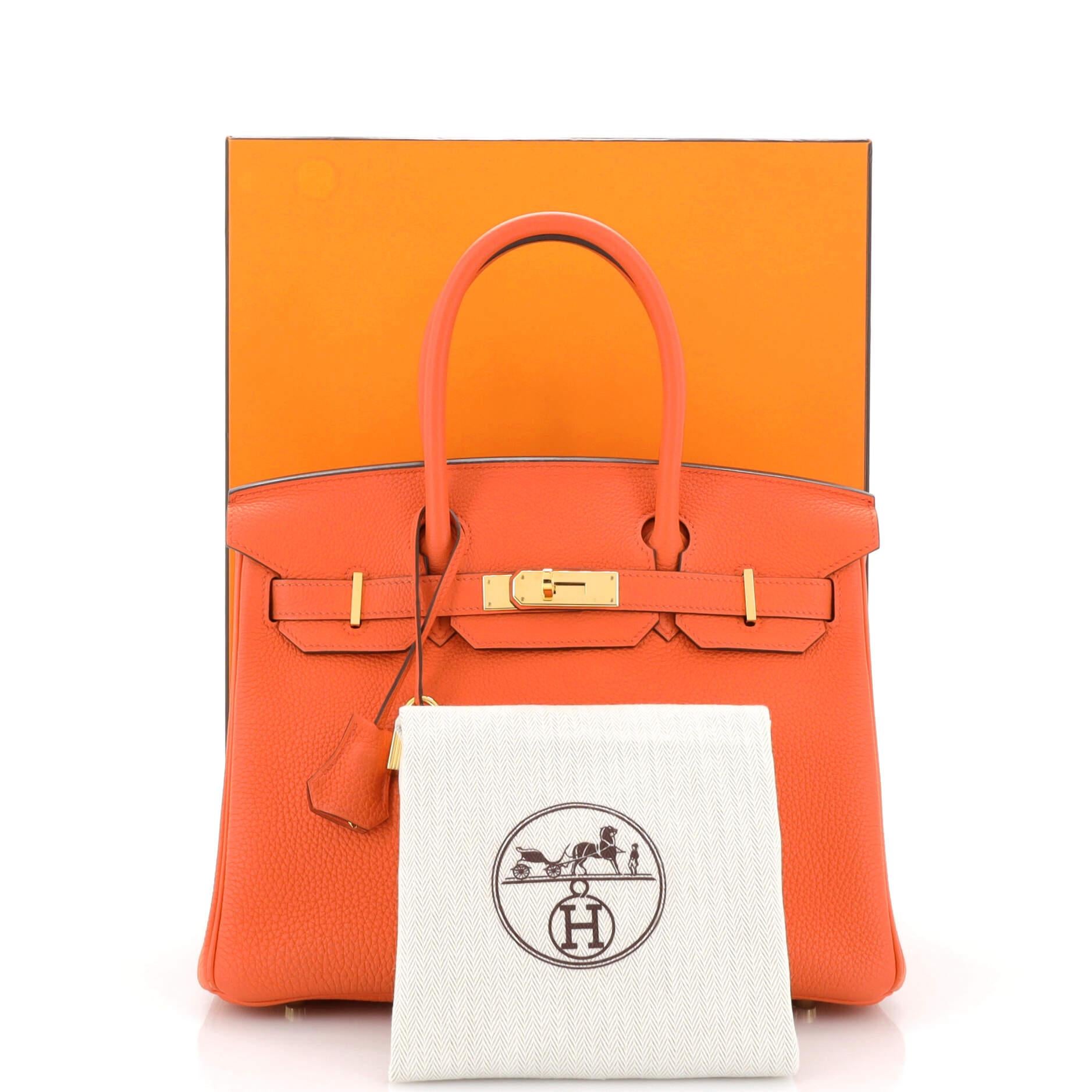 Hermes Birkin Handbag Orange Poppy Togo with Gold Hardware 30 In Good Condition For Sale In NY, NY