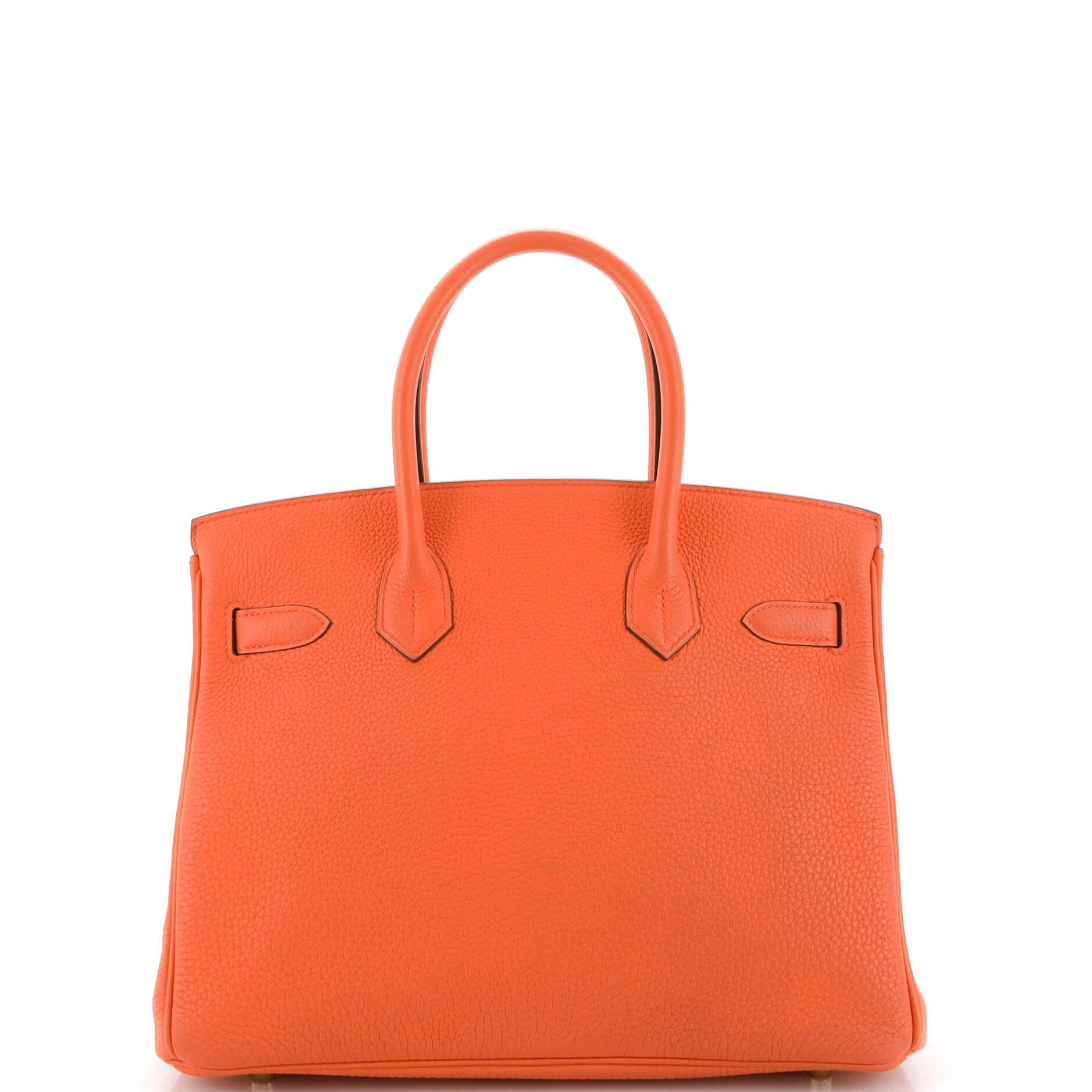 Women's or Men's Hermes Birkin Handbag Orange Poppy Togo with Gold Hardware 30 For Sale