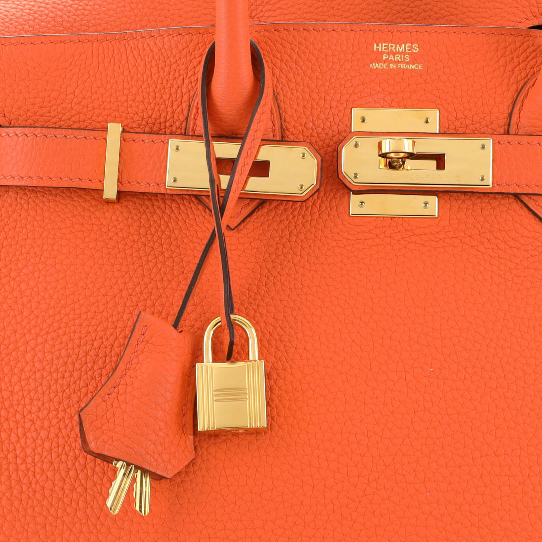 Hermes Birkin Handbag Orange Poppy Togo with Gold Hardware 30 For Sale 3