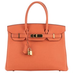 Hermes Birkin Handbag Orange Poppy Togo with Gold Hardware 30