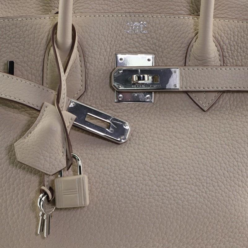 Beige Hermes Birkin Handbag Parchemin Clemence with Palladium Hardware 30