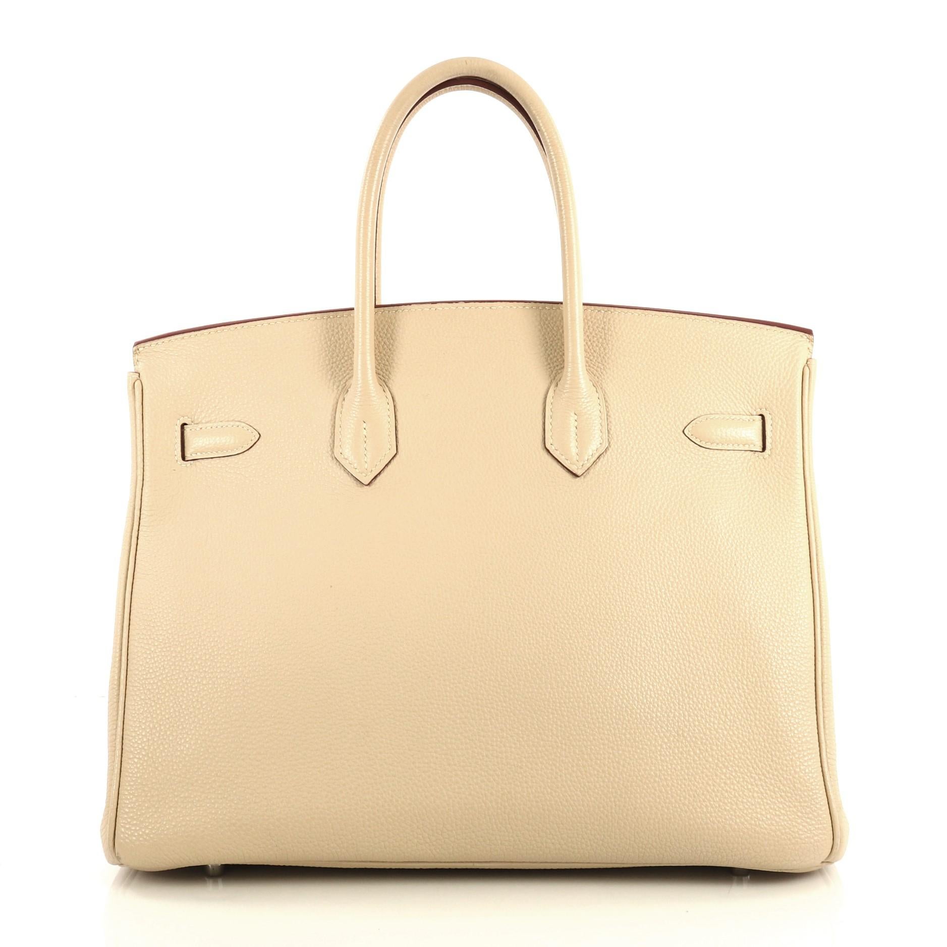 Hermes Birkin Handbag Parchemin Togo with Palladium Hardware 35 In Good Condition In NY, NY
