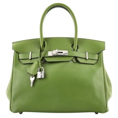 Hermes Birkin Handbag Pelouse Swift with Palladium Hardware 30