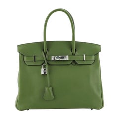 Hermes Birkin Handbag Pelouse Swift With Palladium Hardware 30 