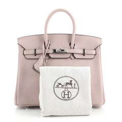 Hermes Birkin Handbag Pink Evercolor with Palladium Hardware 25