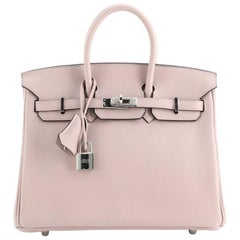 Hermes Birkin Handbag Pink Evercolor with Palladium Hardware 25