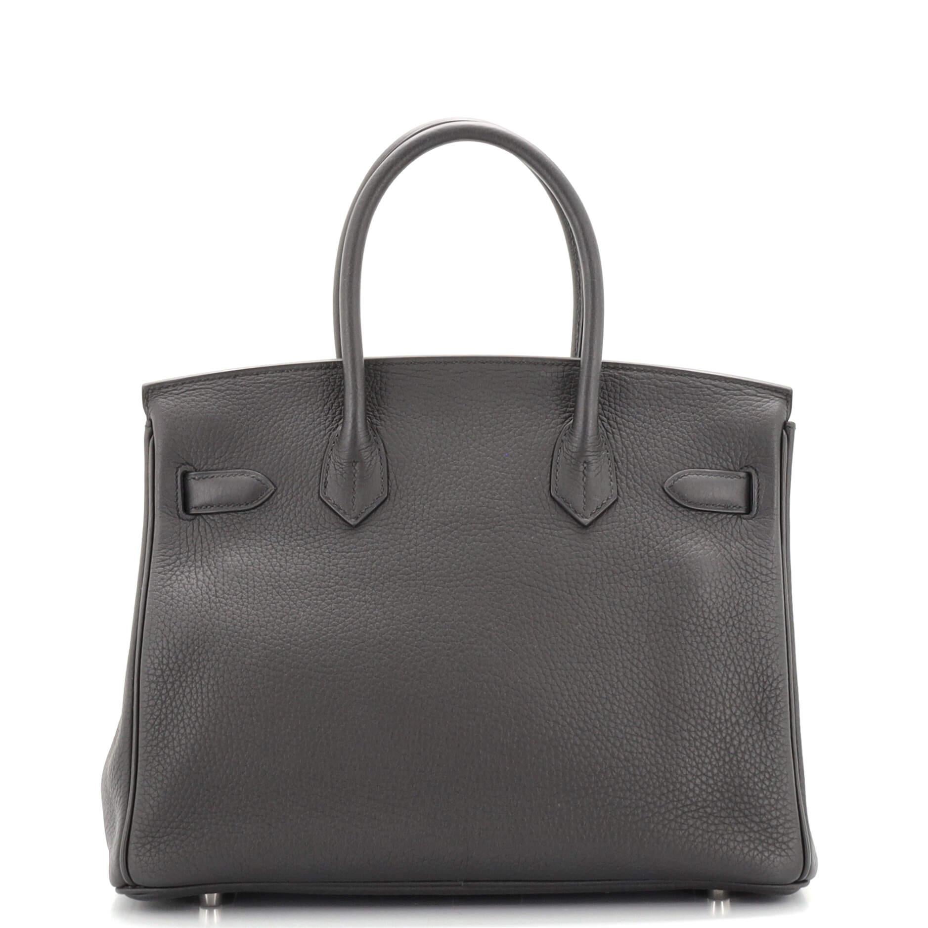 Women's or Men's Hermes Birkin Handbag Plomb Clemence with Palladium Hardware 30